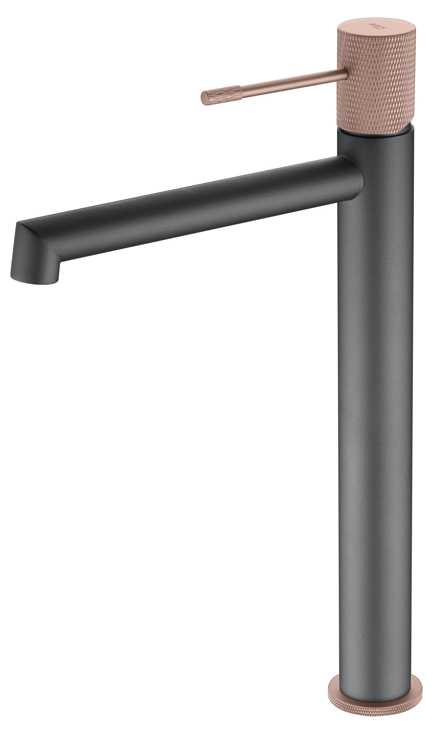 Monomando de lavabo de caño alto gris mate/ champagne serie Line