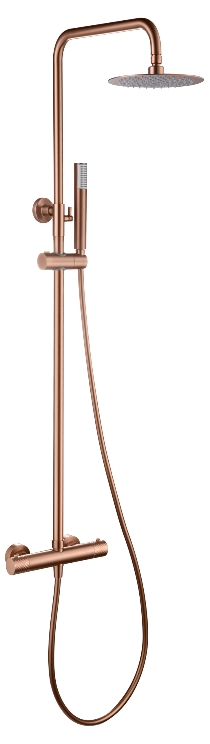 Barra de ducha termostática serie Génova en oro rosa cepillado