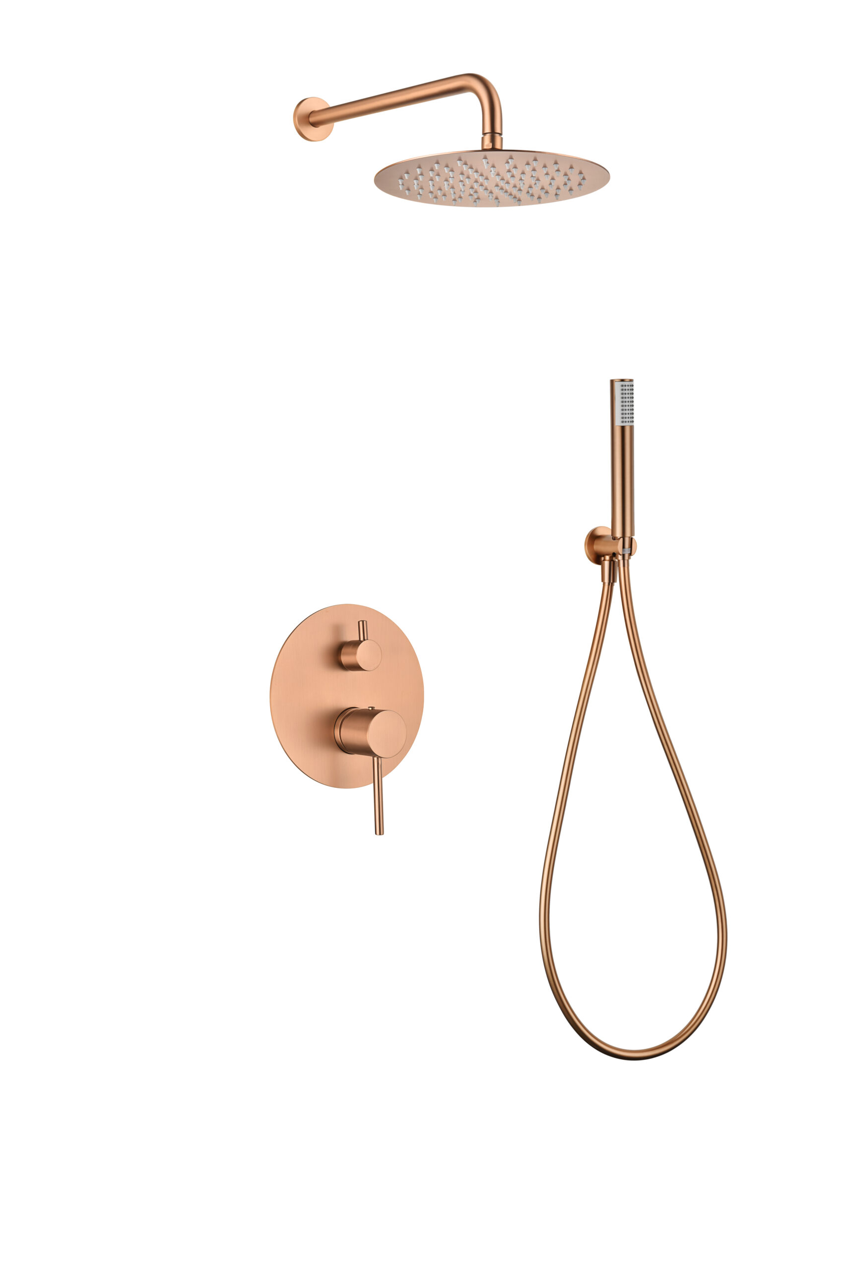 Conjunto de ducha monomando empotrado oro rosa cepillado serie Monza