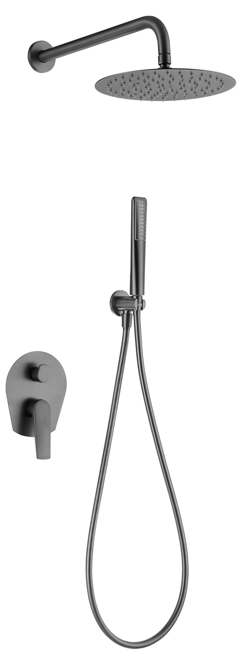 Conjunto de ducha empotrado monomando black gun metal serie Delos
