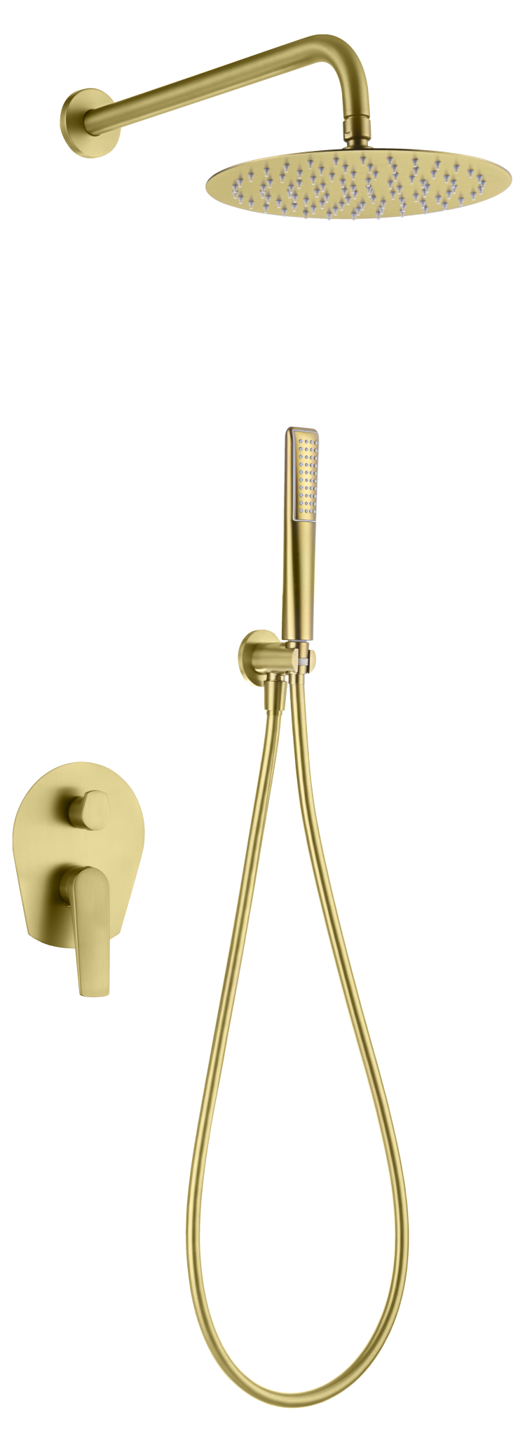 Conjunto de ducha empotrado monomando oro cepillado serie Delos