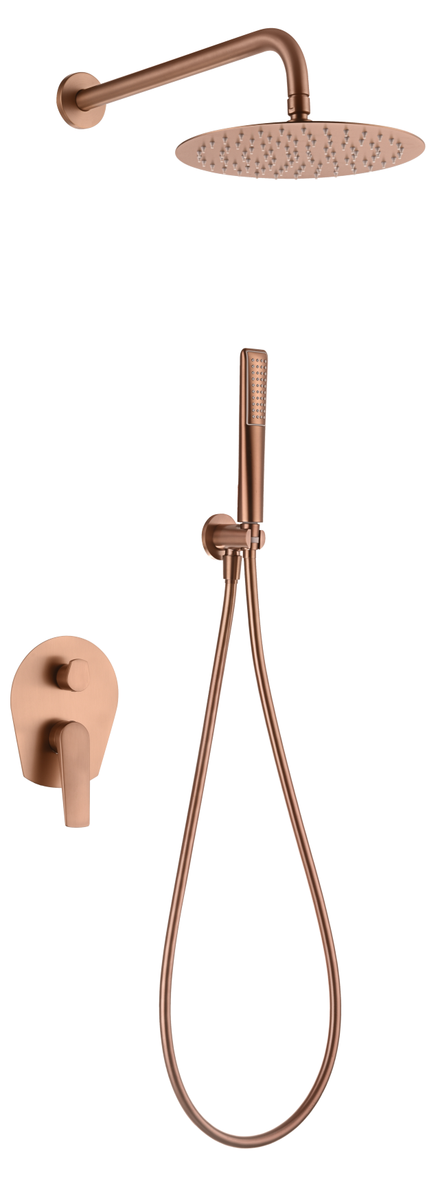 Conjunto de ducha empotrado monomando oro rosa cepillado serie Delos